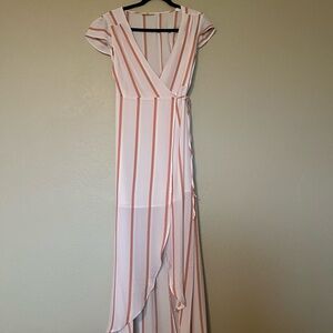 Elegant Striped Wrap Dress